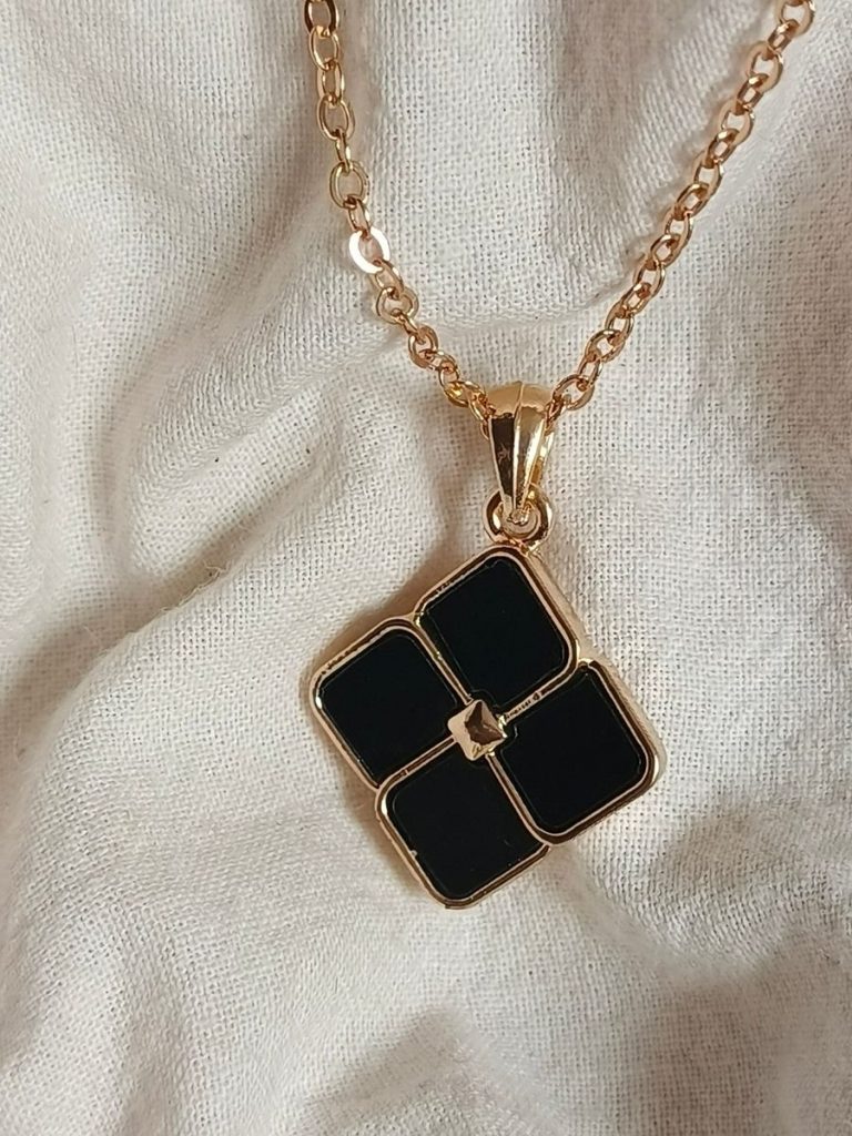 Black Square Pendant Necklace