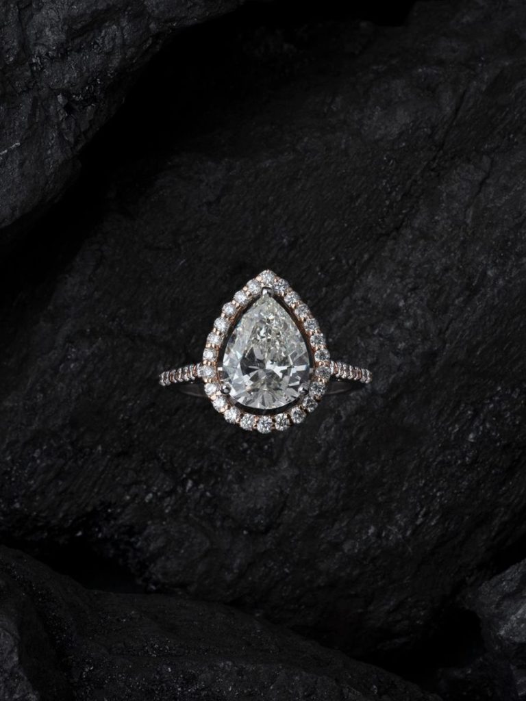 Pear Halo Ring
