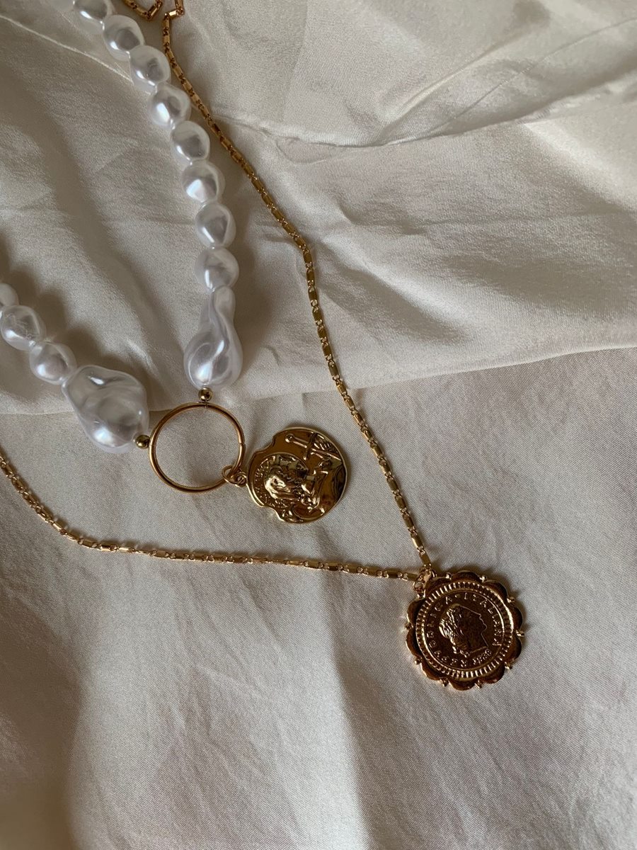 Pearl and Coin Layered Necklace